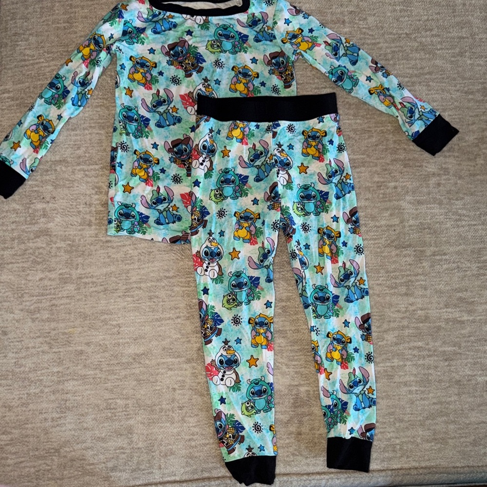 Bamboo Necessities Kids Blue and Black Disney Character Stitch Pajamas